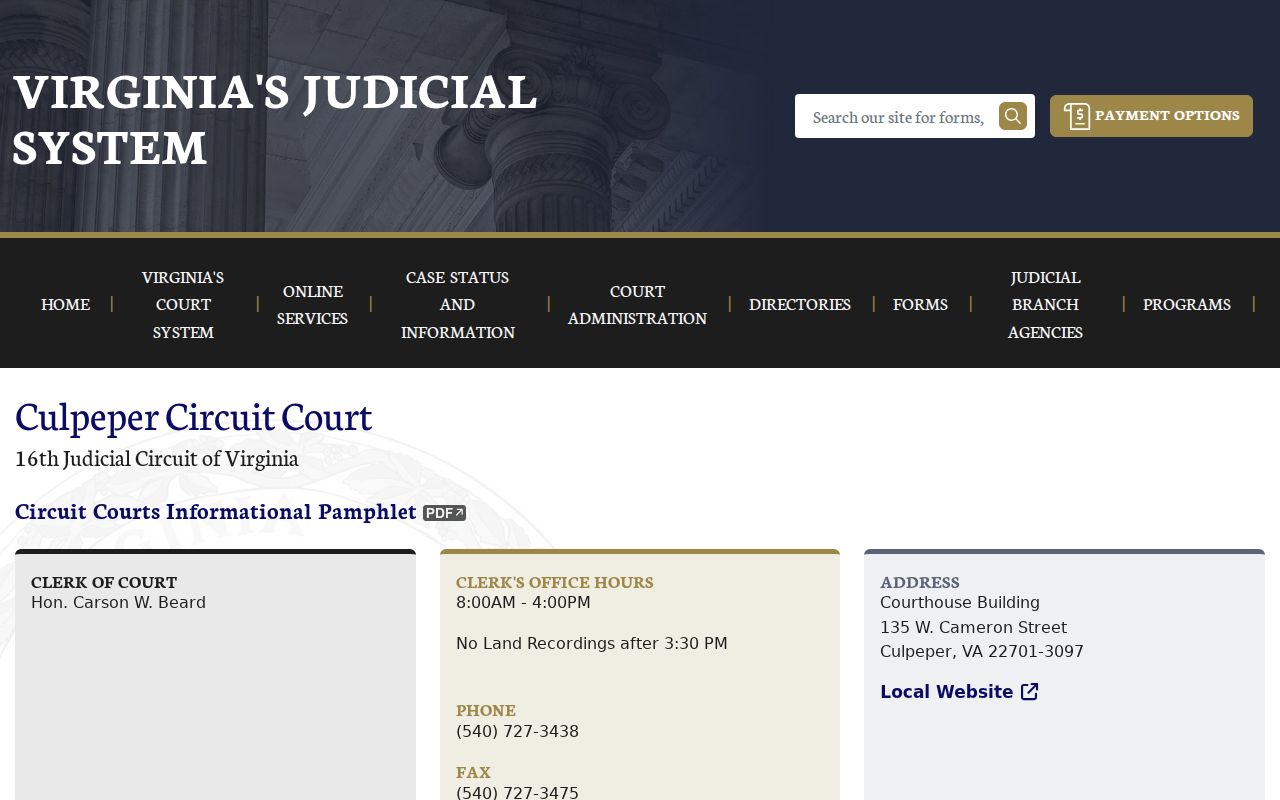Culpeper County bench warrant process: Circuit Court clerk and criminal docket