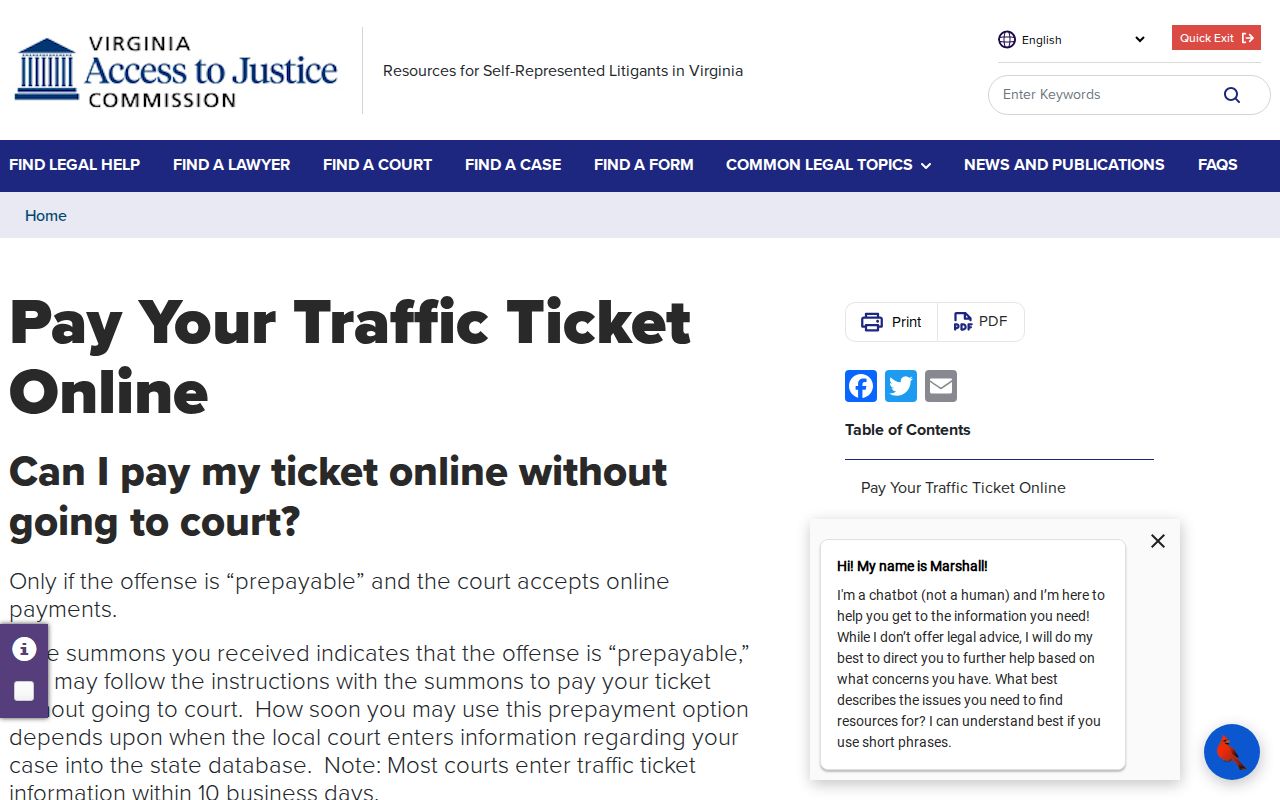 Culpeper County traffic warrant payment: Virginia self-help case payment directions